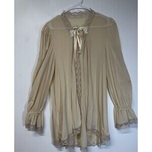 VTG  PETRA FASHIONS CORSETTED LINGERIE 80s 90s Y2K IVORY Lace ROBE SEXY  Sz L